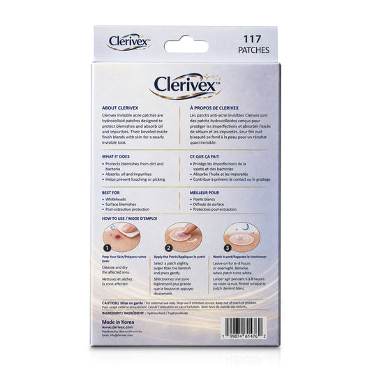 Hydrocolloid Acne Patches Made in Korea, Invisible Matte Finish Pimple Patches, Ultra Thin Beveled Edge, 2 Sizes (117 Count)